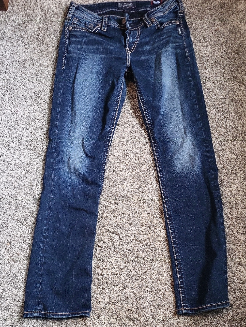 Silver Dark Blue Women's Slim Straight Jeans